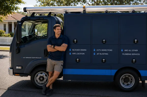 Our plumber with the service van on a Marrickville job