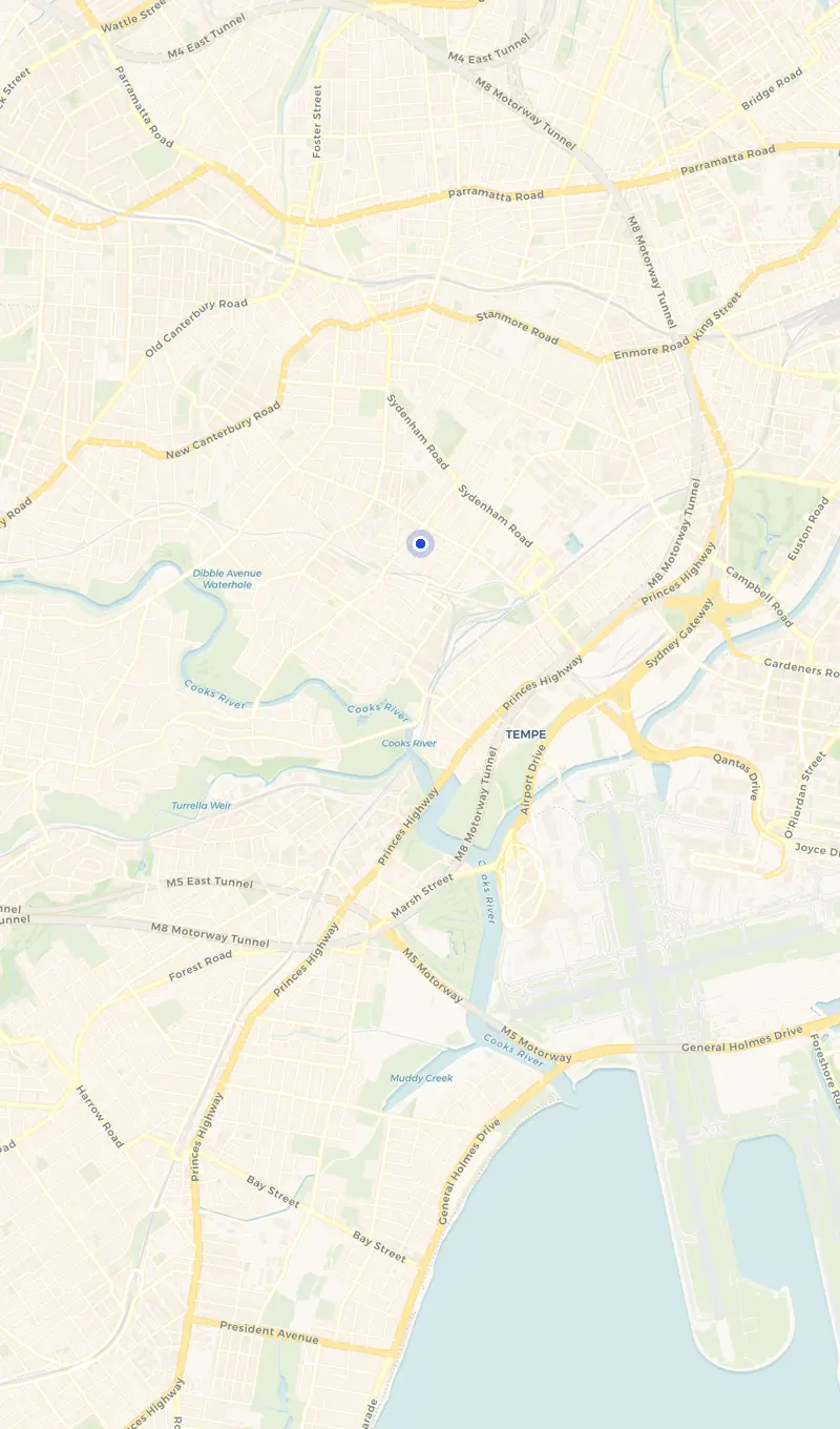 Map of the Marrickville service area and the surrounding suburbs we cover.