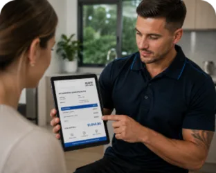 Plumber explaining a service estimate in Marrickville